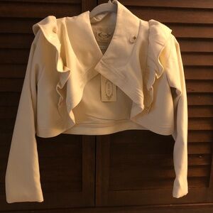 Cream Ruffled Kids Jacket